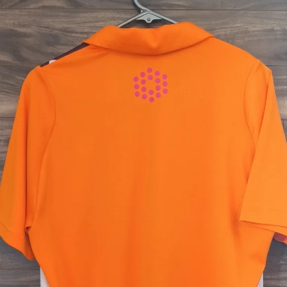 PUMA Golf "Sample" Argyle Polo Shirt - Men's Medium - Rare Orange & White - Picture 7 of 8